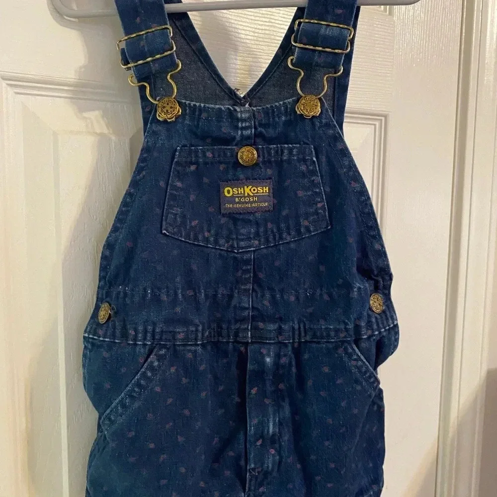 Vintage Oshkosh B’Gosh Micro Floral Denim Shortalls - Size 5